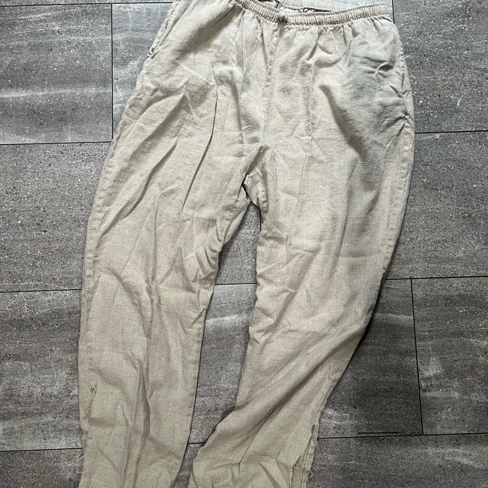 Womans/Mens Linen Casual Beige Pants